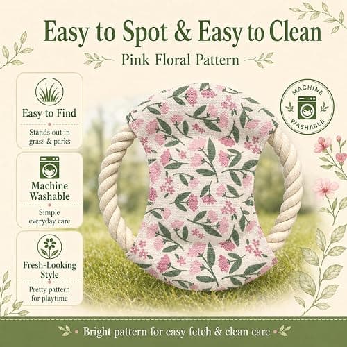 Worlddahe Dog Frisbees Cotton Rope Toys Flying Discs, Teething, Soft Polyester Squeaker Toy for Training,Throwing and Interacting for Anti Boredom & Anxiety, Easy to Clean (Pink) thumbnail 5
