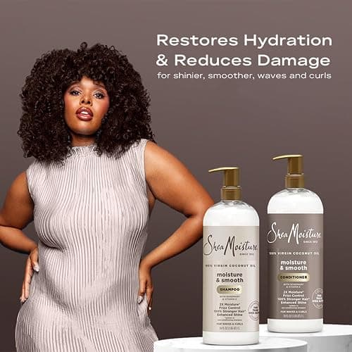 SheaMoisture Shampoo & Conditioner, Moisture & Smooth for Wavy, Curly Hair Strengthening & Frizz Control, 34 Oz Ea thumbnail 4