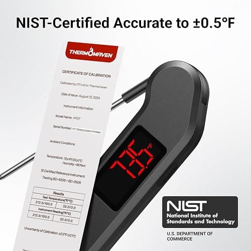 ThermoMaven Professional Meat Thermometer Digital, 1-Second Truly Instant Read, NIST Certified Accurate to ±0.5℉, Ultra Bright LED Screen, 100% Waterproof, Motion-Sensing Wake/Sleep, Black thumbnail 3