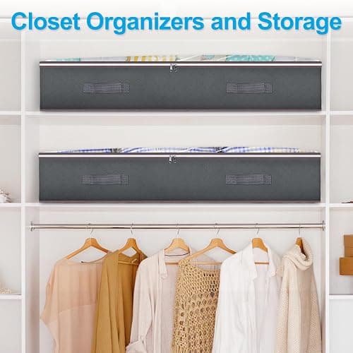 Budding Joy 90L Under Bed Storage Containers, Closet Organizers and Storage Bins, Foldable Underbed Storage Bags for Linen Sheets, Blanket, Clothing, Comforter, Sweaters, Pillows, Wrapping Paper, Grey thumbnail 4