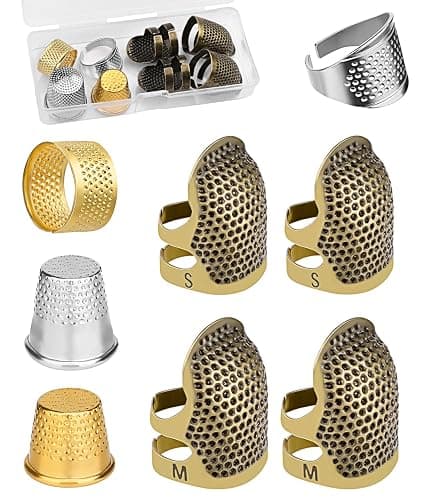 ZMAAGG Thimbles for Hand Sewing, 8 PCS Sewing Thimble Kit, Metal Finger Protectors, Thimble Ring for Hand Quilting and Embroidery - Image 1