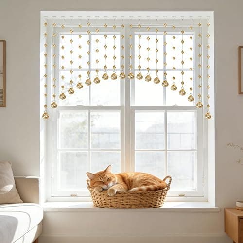 Hysenm 20 Crystal Beaded Curtains Arched Door Beaded Curtain, Hanging Doorway Room Decor with Crystal Balls, Beaded String Curtain Divider for Home, Coffee House, Bedroom, Restaurant thumbnail 7