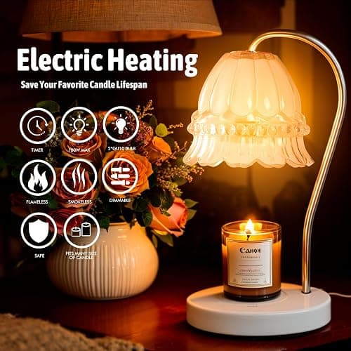 GEEZO Fragrance Candle Warmer Lamp,Electric Candle Warmer with Timer & Dimmer, Mom Christmas Birthday Gifts for Women, House Warming Gifts New Home Bedroom Decor thumbnail 3