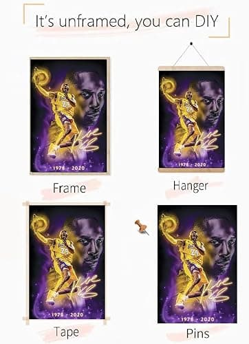 BIAOHAN Kobe Bryant Inspirational Poster Unframed 12" x 18" Canvas Wall Art, Basketball Star Player Sports Painting Decor, Motivational Artwork Room Home Office Gym Dormitory Wall Decor thumbnail 4