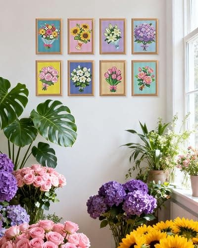 forever young Minigem Diamond Art Flowers Kits for Beginners, 8 Pcs Flower Resin Square Drill Diamond Painting Kits for Adults, 2-Hour Canvas Flower Small Diamond Art Kits for Adults (5x7 Inch) thumbnail 6
