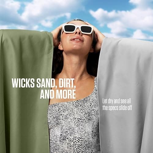 VENTURE 4TH Quick Dry Towel. Microfiber Travel Towel Ideal for Camping, Hiking, Backpacking, Gym. Lightweight & Fast Drying Travel Towels for Body. Compact & Easy to Pack - Army Green Extra Large thumbnail 9