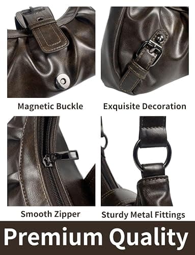 Gleease Dark Brown Purse For Women Chocolate Brown Shoulder Bag Handbag Espresso Vintage Small Leather Purse Y2K Hobo Bags thumbnail 6
