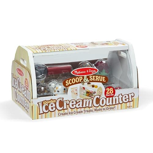 Melissa & Doug Wooden Scoop & Serve Ice Cream Counter, Pretend Play Store, 28 Toy Food & Play Kitchen Accessories, Preschool Toys for Girls & Boys 3+ thumbnail 9