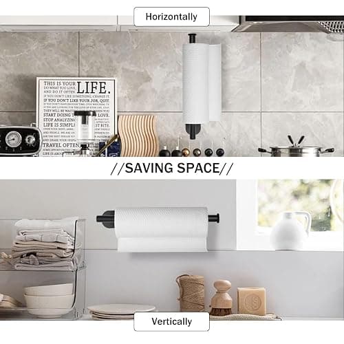 Fvviia Paper Towel Holder Under Cabinet, Self Adhesive and Drilling Paper Towel Holder Wall Mount, Under Cabinet Paper Towel Holder for Kitchen Bathroom, SUS304 Stainless Steel thumbnail 4