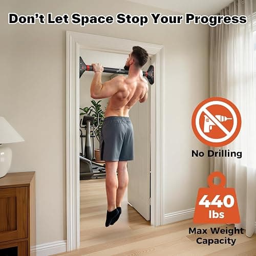 Sportneer Pull Up Bar for Doorway, No-Drill, Adjustable 29.5-37 in, 440 lb | Doorway Fit, No-Drill, Secure Lock, Adjustable, 440 lb, Home Gym Upper Body Workout,Strength Training thumbnail 2