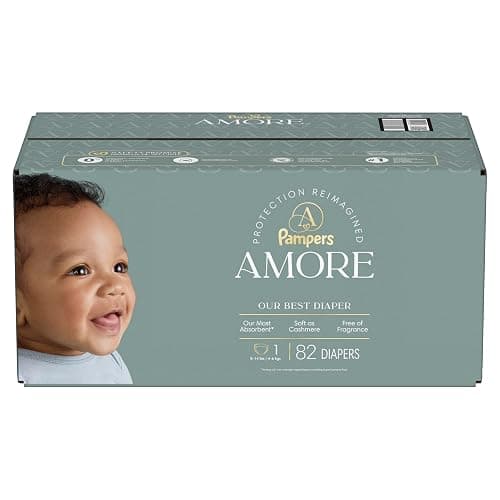 Pampers Amore, Size 1 (8-14 lbs), 82 Count, Our Best Diaper – Hypoallergenic & Fragrance Free, Up to 100% Leakproof, Soft as Cashmere thumbnail 14
