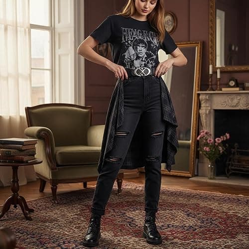 EujRcf Y2K Belt with Star Buckle, Goth and Punk Style Accessory, Y2K Accessories, Adjustable Women Belt, Suitable For Jeans And Short Skirts thumbnail 6