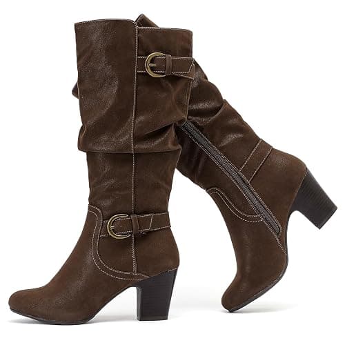 Ruiee Women's Slouchy Knee High Boots with Chunky Heel, Pointed Toe, Comfortable and Fashionable Fall Winter Boots for Women. - Image 1