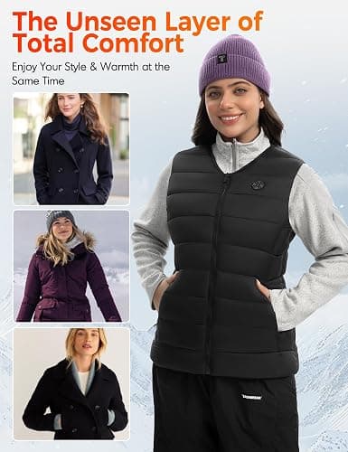 TODWARM Women Heated Vest with Battery Pack, Electric Heating V-Neck Liner Coat 15 Warming Zones 7.4V for Outdoor Hiking thumbnail 4
