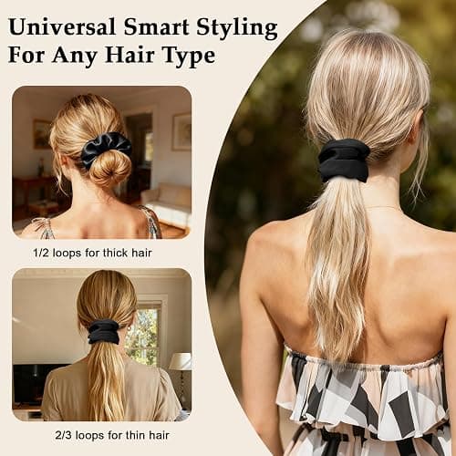 Satin Scrunchies for Women – 8PCS Black Silk Hair Ties – No Crease, Frizz-Free, Gentle Elastic Hair Bands for Thick & Thin Hair, Soft & Stylish Hair Accessories Gifts thumbnail 5