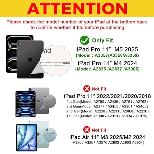 ProCase Smart Case for iPad Pro 11 Inch M5 2025/M4 2024 (Model: A3357/A3358/A3359/A2836/A2837/A3006), Slim Folio Stand Hard Back Shell Protective Tablet Cover for iPad Pro 11" 6th/5th Gen -Blue thumbnail 2