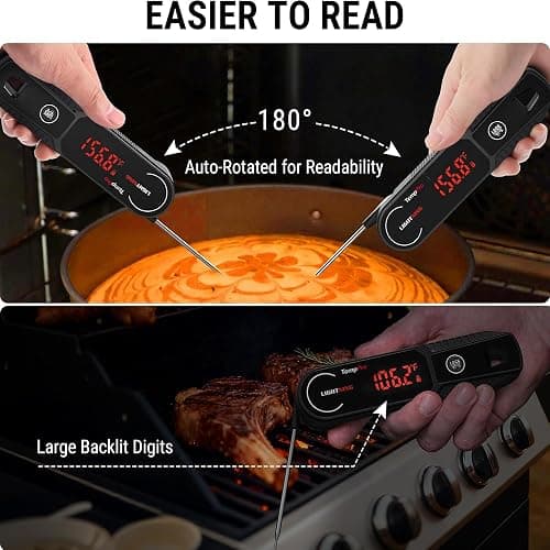 TempPro TempSwift 1 Sec Instant Read Meat Thermometer Digital | Kitchen Food Thermometer with 180° Rotating Display, IP67 Waterproof Cooking Thermometers for Deep Fry Smoker Grill BBQ thumbnail 5