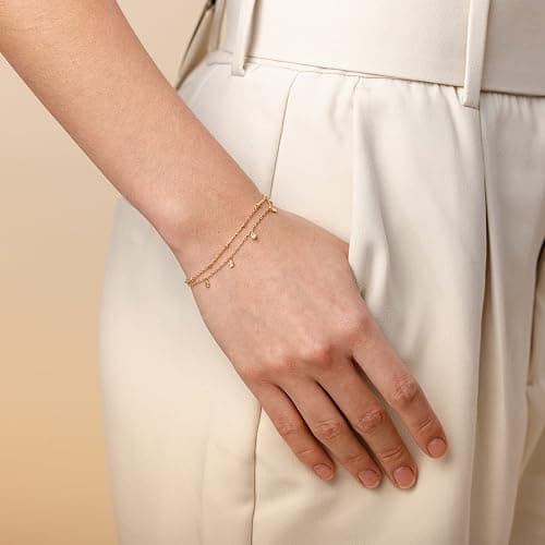 PAVOI 14K Gold Plated Beaded Bracelet for Women | Stackable Gold Bead Bracelet | Adjustable Dainty Gold Jewelry thumbnail 2