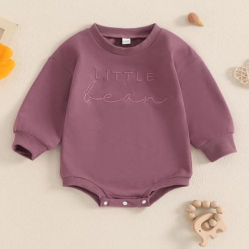 VISGOGO Newborn Baby Girl Boy Bubble Romper 3 6 9 12 18M Onesie Sweatshirt Long Sleeve Oversized Fall One-Piece Bodysuit thumbnail 2
