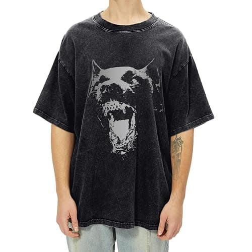 Qiqilyly Men's Oversized Graphic Tees Streetwear Vintage Tshirts for Men Acid Wash Tshirt Aesthetic Unisex Shirts Grunge Tops thumbnail 2