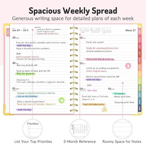 Jul 2026 - Dec 2027 Planner, Forvencer 18 Month Academic Planner 2026-2027, 6.3" x 8.4", Calendar Planner Weekly and Monthly, Daily Agenda Book, College School Supplies for Student Teacher, A5, Pink thumbnail 6