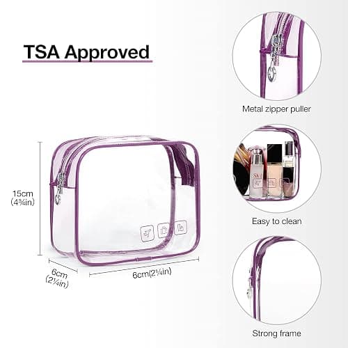 BAGSMART Toiletry Bag Hanging Travel Makeup Organizer with TSA Approved Transparent Cosmetic Bag Makeup Bag for Full Sized Toiletries, Large-Purple thumbnail 2