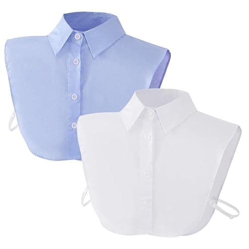 Haakong 2 Pcs Fake Collar Detachable Dickey Collar Faux False Collar Half Shirts for Women Graduation Daily Wear - Image 1