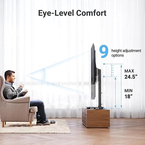 PERLESMITH Universal Swivel TV Stand for 32–70 inch TVs, Height Adjustable Table Top TV Stand Mount with Tilt, Tempered Glass Base, Holds up to 88 lbs, Max VESA 400x400mm, PSTVS26 thumbnail 5