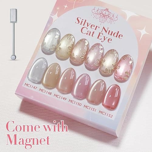 Double Rhythm 6 Colors Cat Eye Gel Polish Set Shimmer Glitter with Magnet Holographic Reflective Magnetic UV Nail Art Kit (6-Kit-46) thumbnail 4