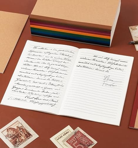 ALKALO 60 Pack Lined Notebook Journals Bulk, A5 College Ruled Composition Notebook, Kraft Cover with Vintage Spines, 8.3”x 5.5”, 15 Colors 60 Pages for School Office Travel thumbnail 5