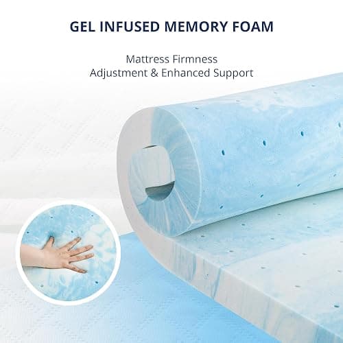 EGOHOME 4 Inch Twin Memory Foam Mattress Topper with Removable Cover | Cooling Gel Memory Foam Bed Topper for Pressure Relief, CertiPUR-US Certified thumbnail 3