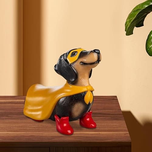Halloween Dachshund Decor, 7.87 Inch Blow Mold Lighted Super Hero Dachshund Statue, Vintage Wiener Dog Decor, Outdoor/Indoor Halloween Party Decoration for Yard or Home thumbnail 2
