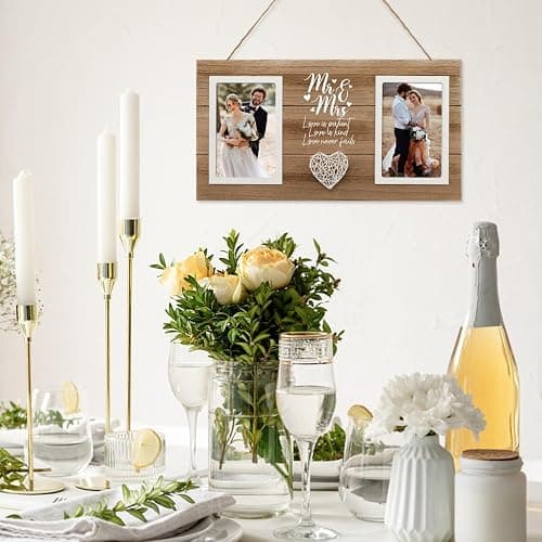Calibron Personalized Wedding Gifts for Couples, Bridal Shower Gift for Bride, Mr & Mrs Photo Frame Holds 2pcs 4x6 Pictures, Unique Wedding Gifts for Newlyweds thumbnail 4