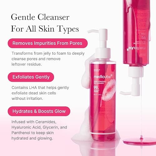 medicube PDRN Jelly to Foam Cleanser - Gentle Low pH Hydrating Cleanser | Hydrating Daily Face Wash with PDRN, Collagen & LHA - For All Skin Types, Korean Skincare, 200ml thumbnail 3