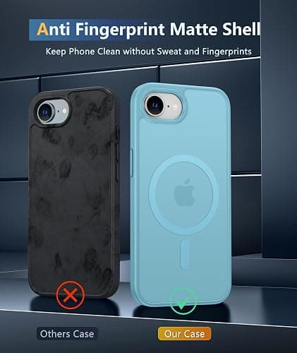 FNTCASE for iPhone 16e Case: [Compatible with Magsafe] Translucent Matte Cases with [Screen Protector] Military Grade Shockproof Protective Phone Cover - Teal thumbnail 4