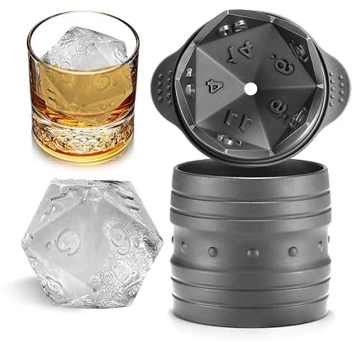 Nax Caki D20 Dice Ice Mold, DND Gamer Gifts for Men Women, Cool Christmas Stocking Stuffers Ideas for Adults TTRGP Lover, Large Silicone D&D Accessories Ice Cube Tray for Cocktails,Bourbon,Whiskey - Image 1