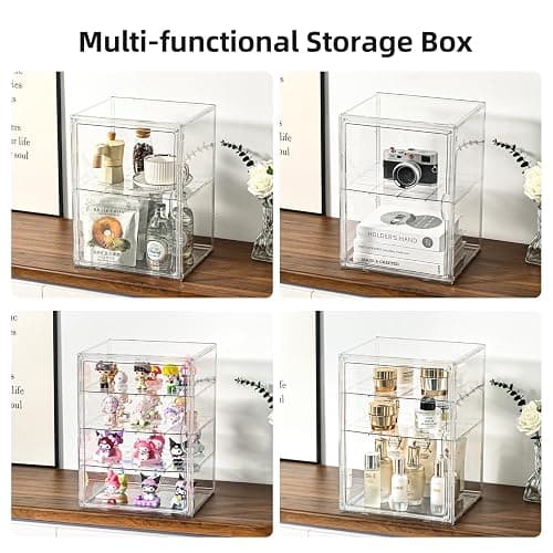 2 Pack 4 Tier Display Case for Collectibles,Clear Display Box with 3 Movable Plates ,Storage Container with Magnetic Door (XXL-4 Tier-2 Pack) thumbnail 8