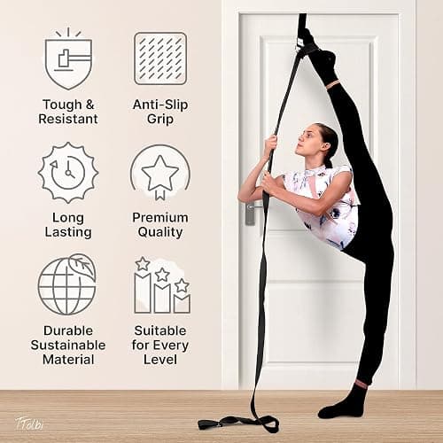 Stretching Strap with Door Anchor & Resistance Band – Leg Stretcher for Improving Flexibility & Splits – Ideal for Ballet, Dance, Cheer, Yoga & Gymnastics – Home Training Equipment for All Levels thumbnail 2