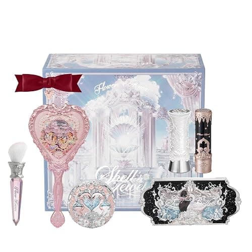 Flower Knows Swan Ballet 8-Piece Makeup Gift Box Set,Matte Lipstick + Shine Lipstick + Blush+ Eyeshadow Palette + Hand Mirror + Hair Clip + Blush Brush +Gift Box,Gift for Women & Girls - Image 1