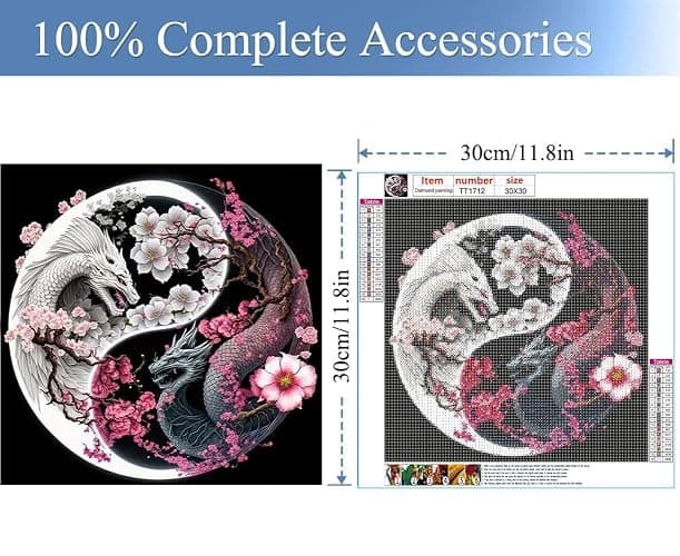 JFYHAB Dragon Diamond Painting Kits-Taichi Dragon Diamond Painting Kits for Adults,5D DIY Full Drill Dragon Diamond Art for Home Wall Decor 12x12inch thumbnail 3