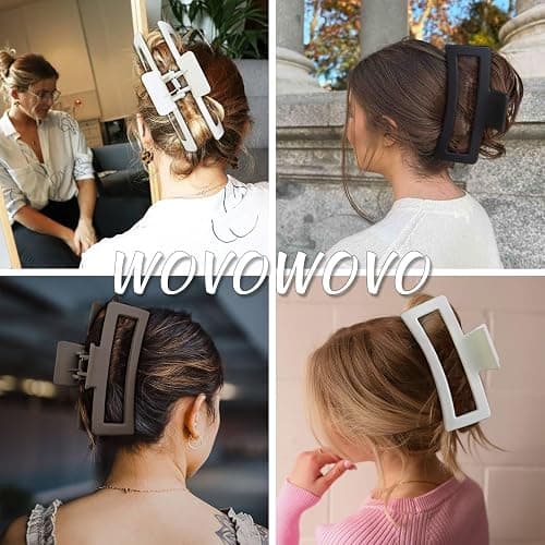 3Pcs Jumbo Hair Claw Clips for Thick Hair, 5 Inches Extra Large Non-Slip Hair Claws Rectangle Hair Clips for Buns Ponytails Strong Hold Hair Accessories for Women Girls thumbnail 6