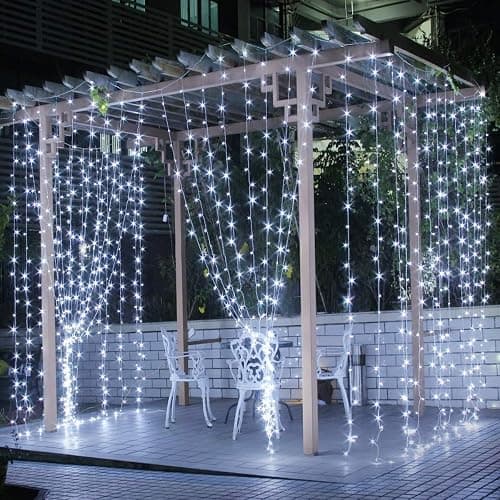 Lighting EVER 594 LED Curtain Lights Cool White, Hanging Fairy String Lights for Bedroom Wall, Indoor Outdoor Backdrop Lights for Wedding, Party, Patio Gazebo (20x10ft, 27 Strings, 9" Apart) - Cool White - 19.7 ft thumbnail 6