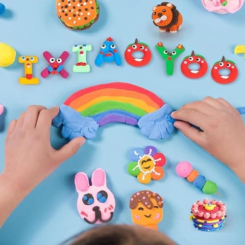 Ixiaoyoo Air Dry Clay, 50 Colors Foam Modeling Clay for School Projects | Safe & Non-Toxic, Soft, Non-Sticky, DIY Model Crafts Kids Toys for Home Party Favors, Birthday Gifts for Aged 3–12 Boys Girls thumbnail 2