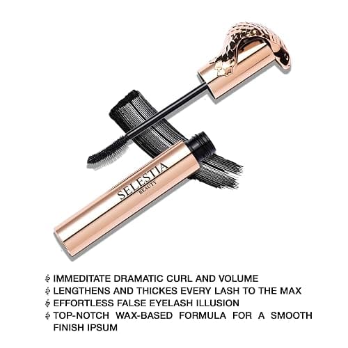 SELESTIA BEAUTY Black Mascara Queen Cobra – Volumizing, Curling, Lengthening – Soft Brush for Smooth Application – Long-Lasting & Weather-Proof – 0.34 fl.oz. - Made in Italy thumbnail 3