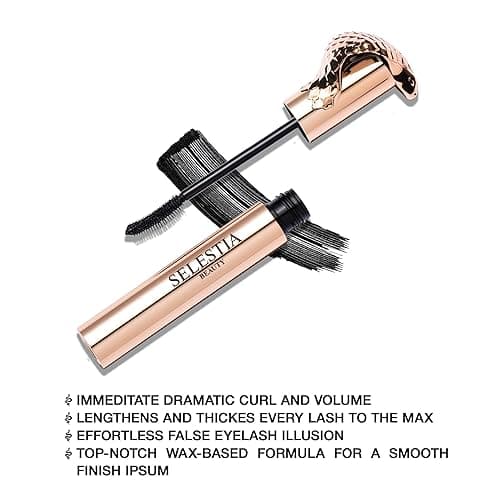SELESTIA BEAUTY Black Mascara Queen Cobra – Volumizing, Curling, Lengthening – Soft Brush for Smooth Application – Long-Lasting & Weather-Proof – 0.34 fl.oz. - Made in Italy thumbnail 3