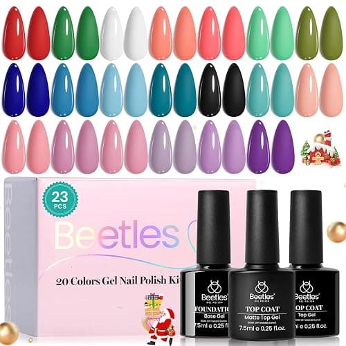 Beetles Spring Gel Polish Set - 20 Colors Red Green White Black Nude Valentines Gel Nail Polish with Base Top Coat Trendy Colors Uv LED Lamp Salon DIY at Home Nails Gifts for Women Vibrant Subtle thumbnail 7