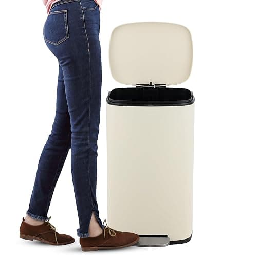 happimess HPM1011I Curtis 8-Gallon Step-Open Trash Can, Fingerprint Resistant, Modern, Minimalistic for Home, Kitchen, Laundry Room, Office, Bedroom, Bathroom, Limestone Beige - Limestone Beige thumbnail 6