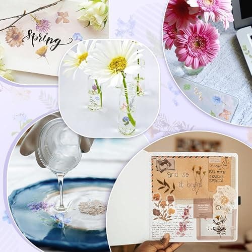 160Pcs Natural Flower Stickers for Scrapbooking,Self-Adhesive Transparent Flower Stickers Scrapbook Supplies Journaling Supplies for Adult Card Making Letters DIY Water Bottle Cards Decoration (160) thumbnail 7