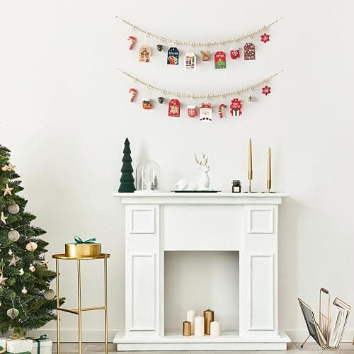 Mkono Hanging Photo Display with Clips, Boho Wooden Bead Garland Banner, Collage Card Picture Kids Art Holder String with 10 Clips for Christmas Bedroom Dorm Decor, Teen Girl Gifts, Brown, 2 Pack thumbnail 5
