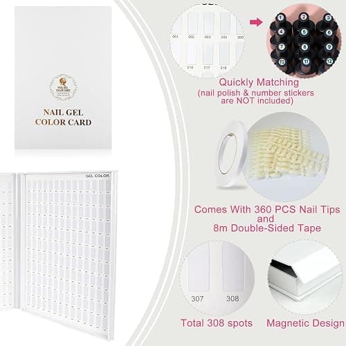 Eyxformula 308 Grids Nail Color Display Book for Swatches, Includes 360 False Tips - Professional Nail Polish Sample Organizer for Salons & DIY Manicure Practice, Muestrario de Uñas thumbnail 2